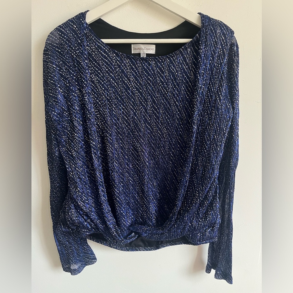 Draper’s & Damon’s Metallic Sheer Top Over Tank XL Elastic Waist shimmer glitter